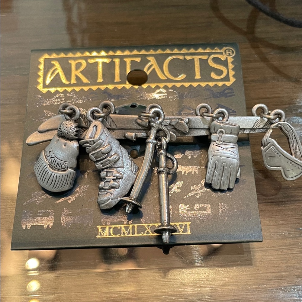 Artifacts Silver Skiing Brooch